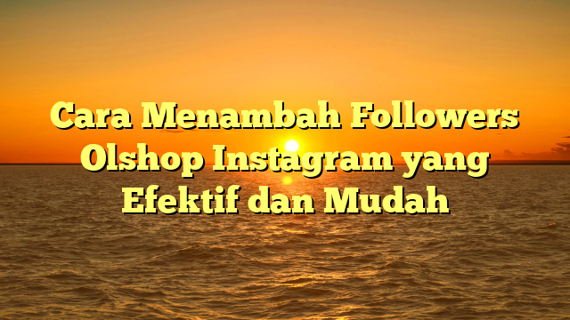 Cara Menambah Followers Olshop Instagram yang Efektif dan Mudah